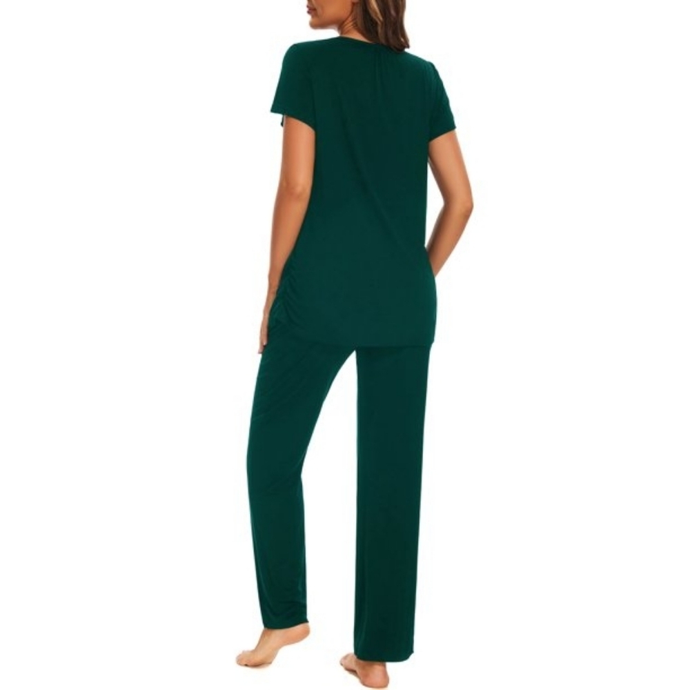 Women's Maternity Nursing Pajamas Short Sleeve Nursing Pjs Sleepwear Set - Picture 2 of 2